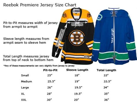 size chart for nhl jersey